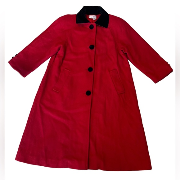 Vintage Appleseed Petite  Gorgeous Long  A-line Wool  Red Coat size 6 - Picture 14 of 14
